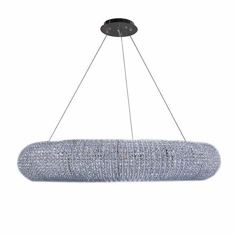 Modern 41" Smoke Crystal Halo Round LED Chandelier