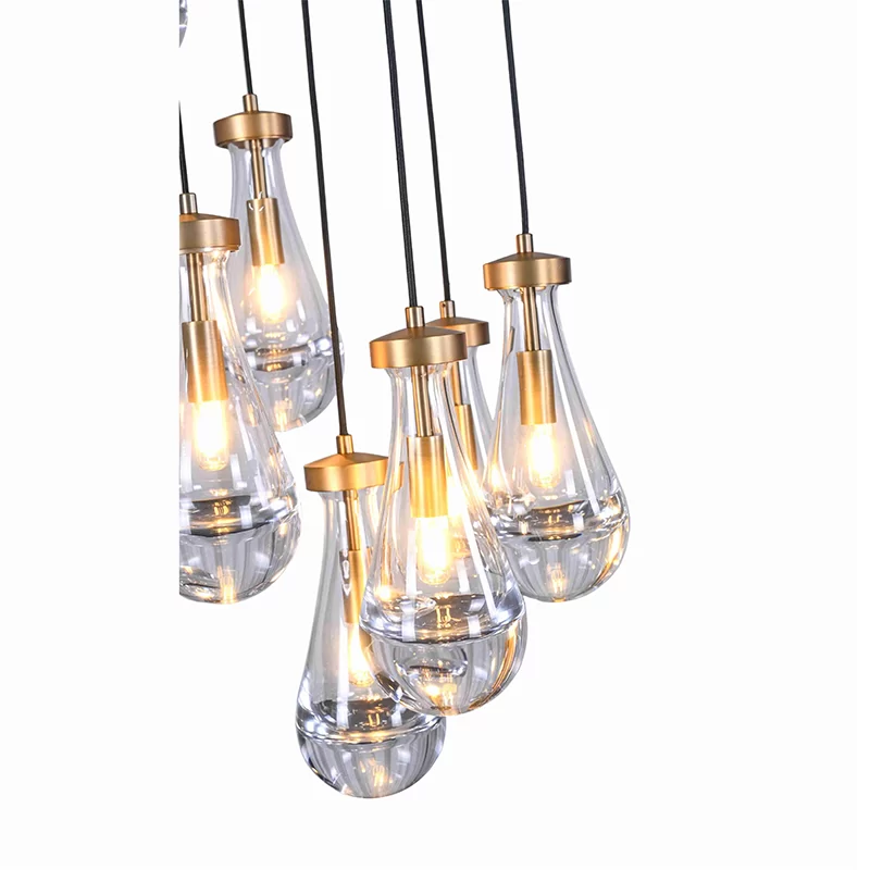 Modern Raindrop Round Crystal Chandelier, 18-Inch for Living Room