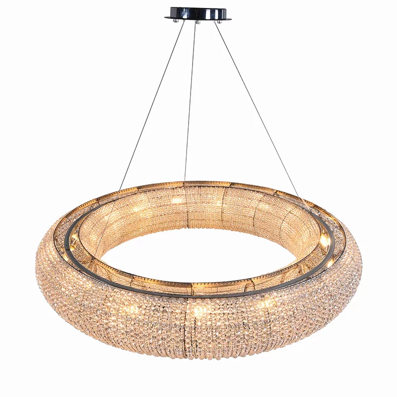 Modern 41" Smoke Crystal Halo Round LED Chandelier
