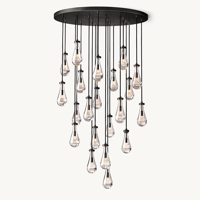 Modern Raindrop Round Crystal Chandelier, 18-Inch for Living Room