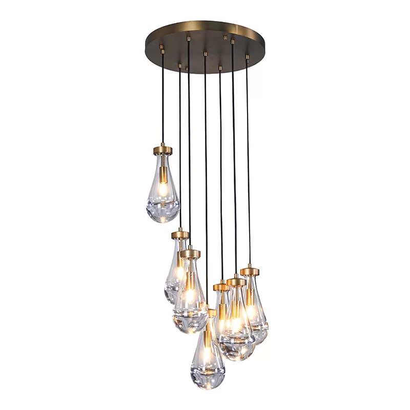 Modern Raindrop Round Crystal Chandelier, 18-Inch for Living Room