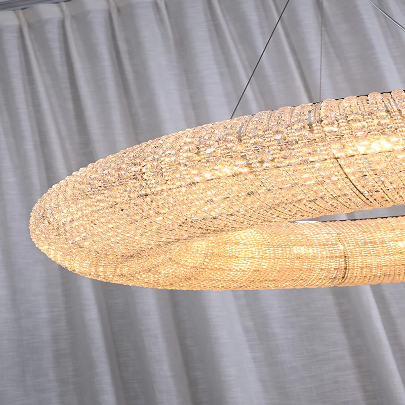 Crystal Halo Smoke Round Led Chandelier 32-Inch