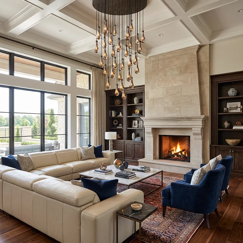 Modern Raindrop Round Crystal Chandelier, 18-Inch for Living Room