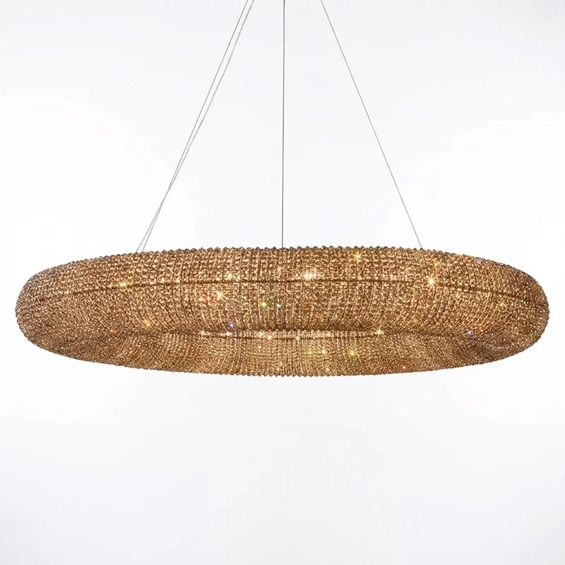 Crystal Halo Smoke Round Led Chandelier 32-Inch