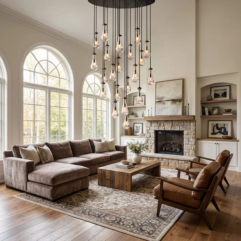 Modern Raindrop Round Crystal Chandelier, 18-Inch for Living Room