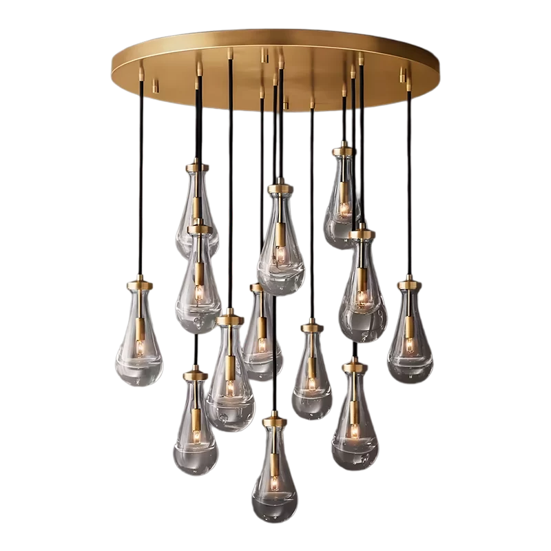 Modern Raindrop Round Crystal Chandelier, 18-Inch for Living Room