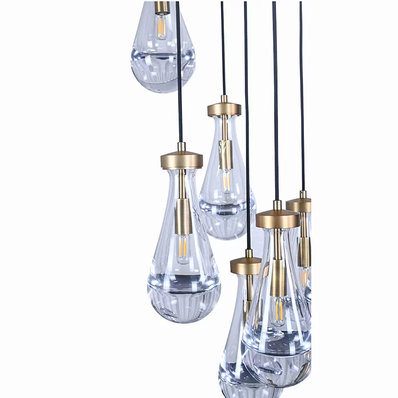 Modern Raindrop Round Crystal Chandelier, 18-Inch for Living Room