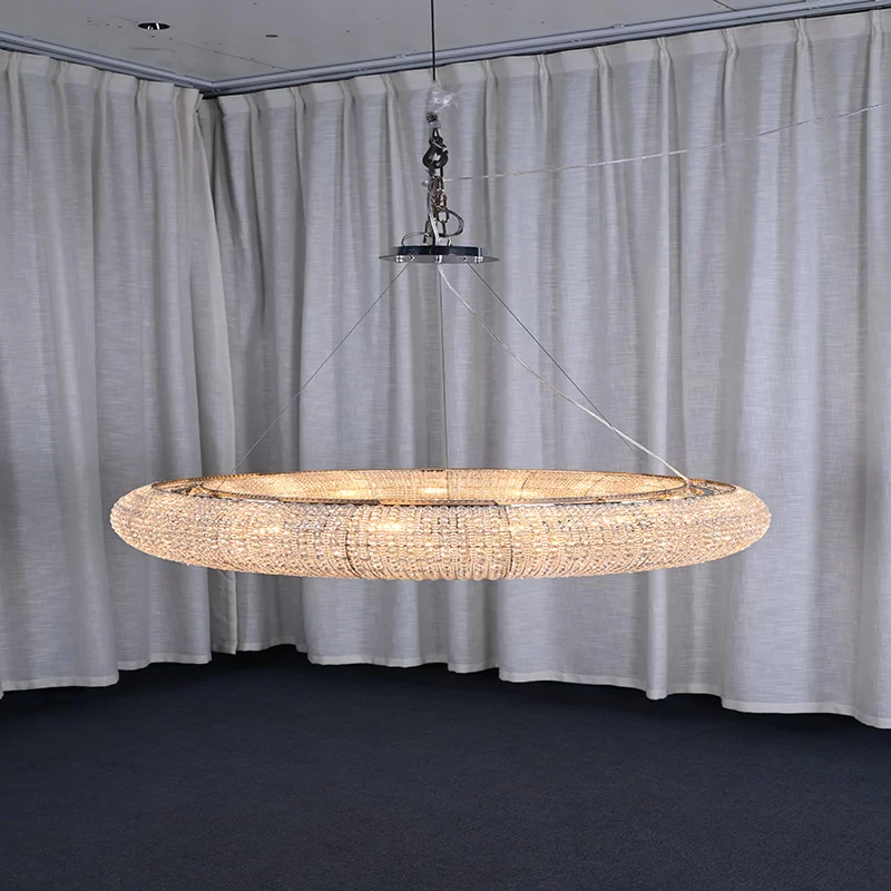 Crystal Halo Smoke Round Led Chandelier 32-Inch