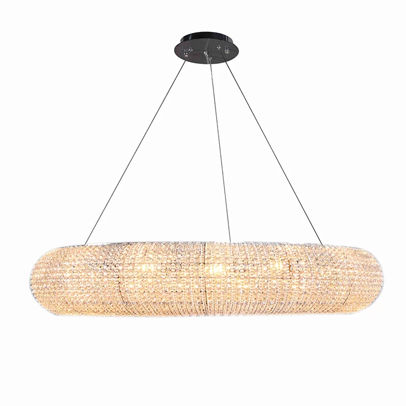 Modern 41" Smoke Crystal Halo Round LED Chandelier