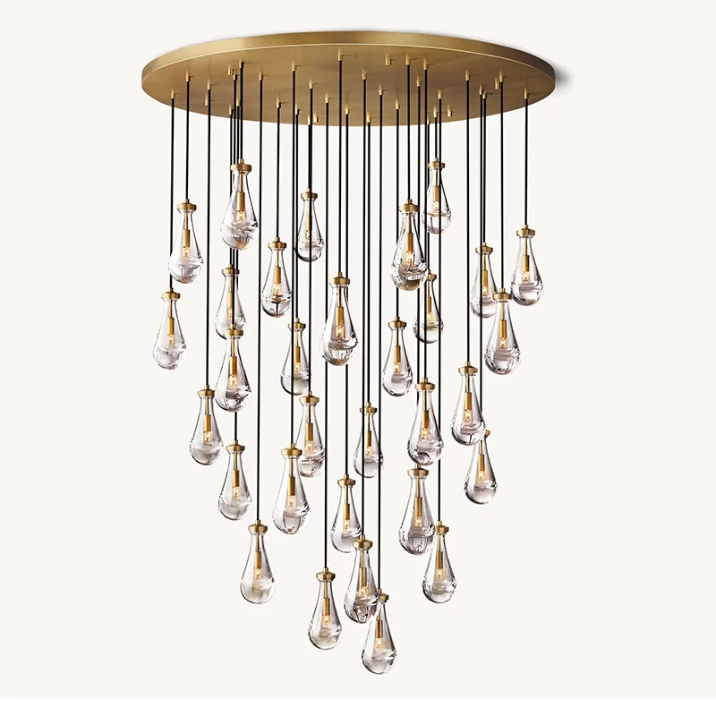Modern Raindrop Round Crystal Chandelier, 18-Inch for Living Room