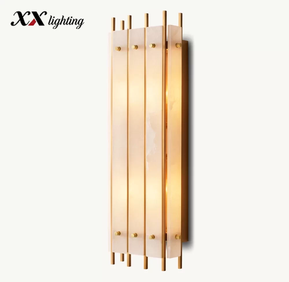 San Marco Alabaster Grand Rectangular Sconce 9″ - 9″, Polished Nickel