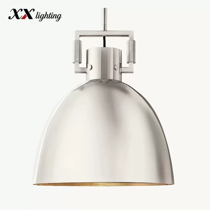 Machinist Metal Cloche Pendant 10 inch - 14″, Polished Nickel