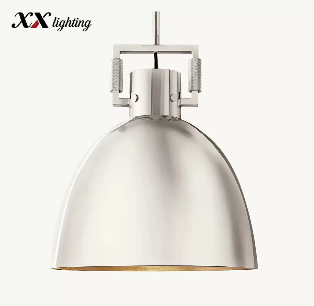 Machinist Metal Cloche Pendant 10 inch - 14″, Polished Nickel