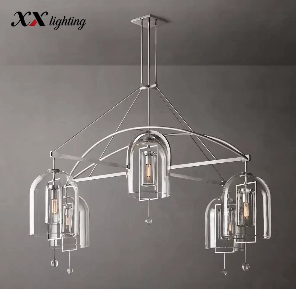 Fulcrum Grand Round Chandelier 61″ - 61″, Satin Nickel