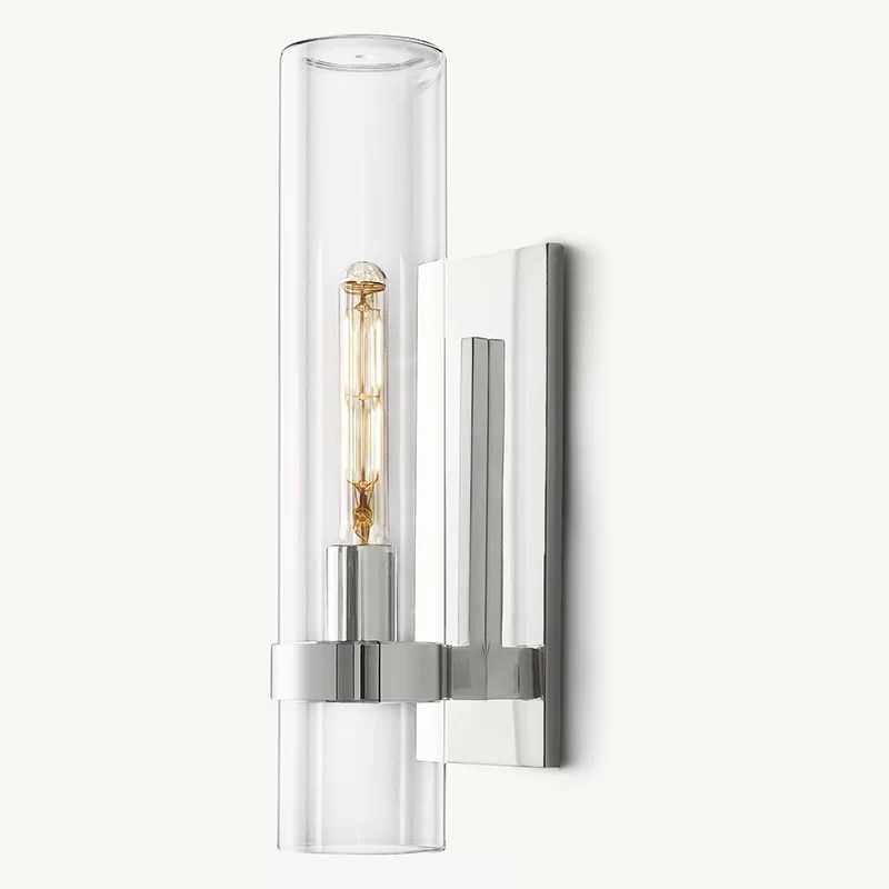 Modern Outdoor Clear Glass Wall Sconce 5" Wide Exterior Fixture - 5″