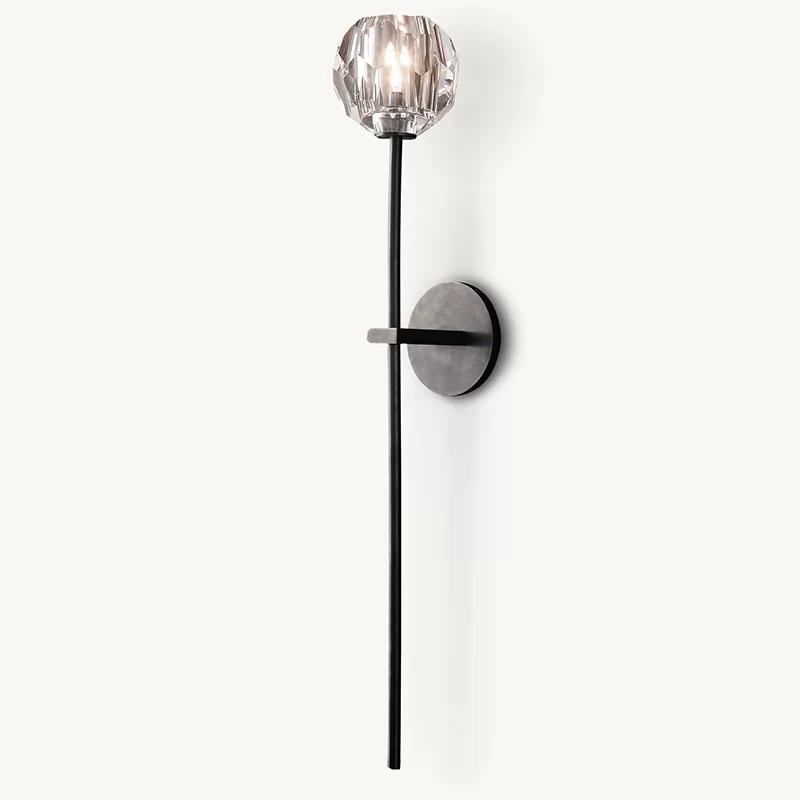 Modern 28" Boule de Cristal Grand Glass Wall Sconce - Polished Nickel