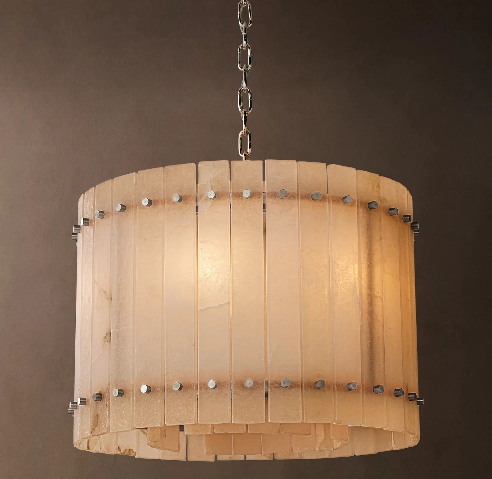 San Marco Alabaster Round Chandelier 22½″ - 22½″, Polished Nickel