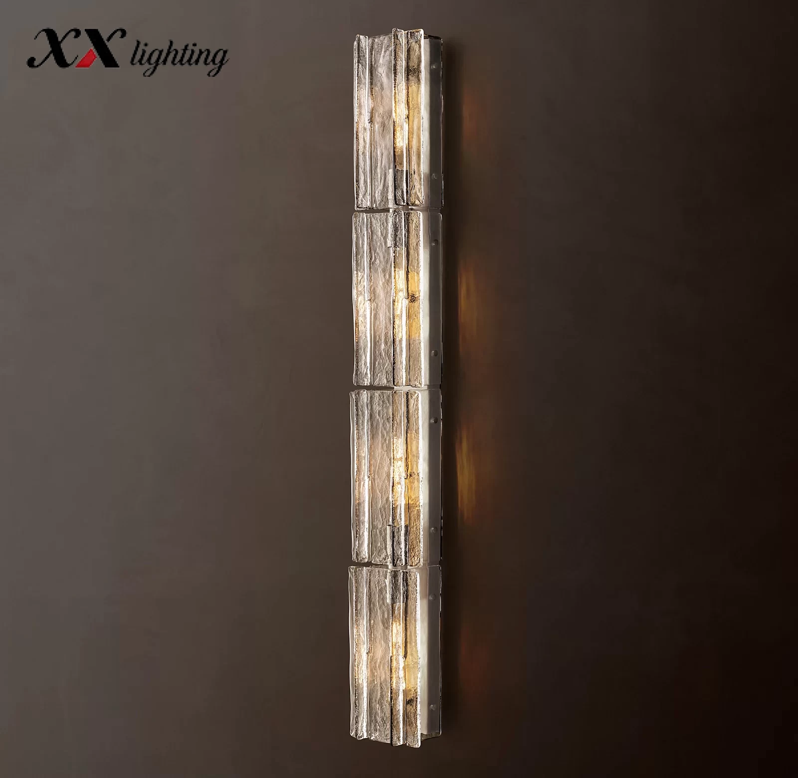 Lattice Clear Glass Grand Sconce 49″ - 49″, Satin Nickel
