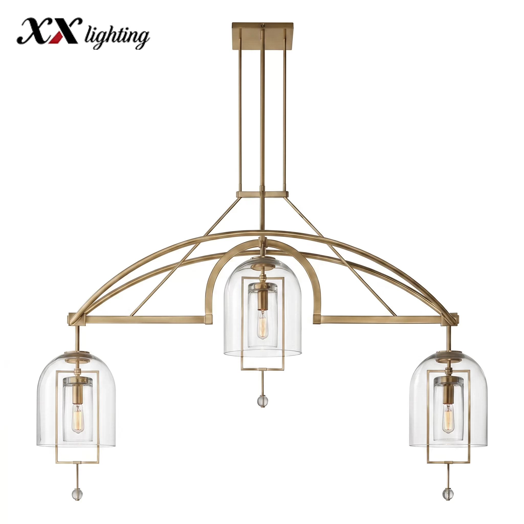 Fulcrum Grand Linear Chandelier 61″ - 61″, Satin Nickel