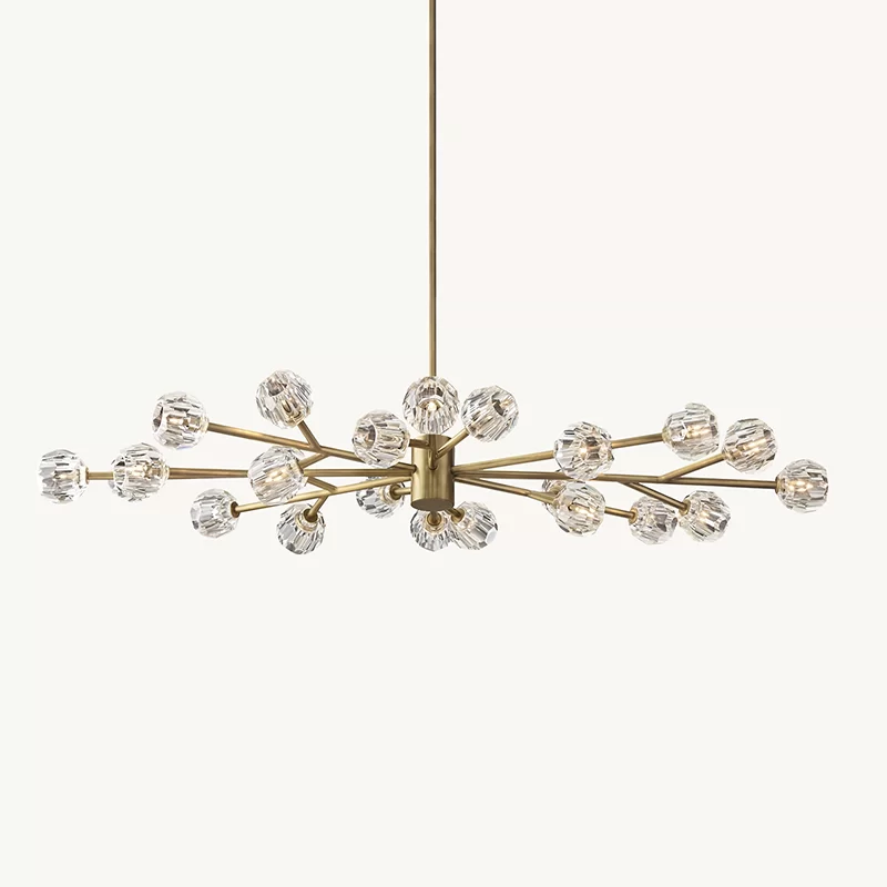 Luxury Boule De Cristal Clear Glass Round Chandelier - Satin Nickel