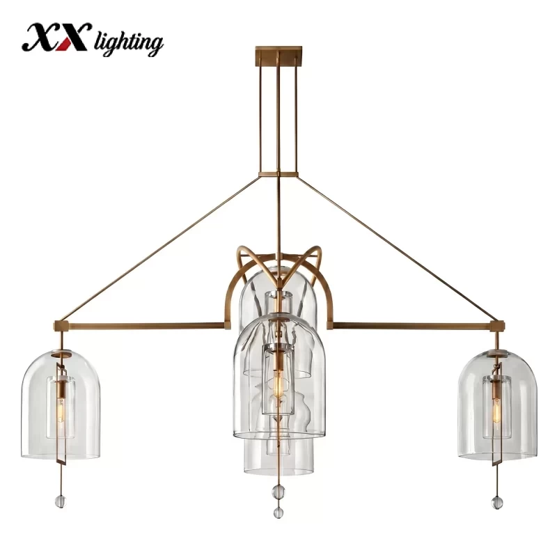 Fulcrum Grand Round Chandelier 61″ - 73″, Satin Nickel