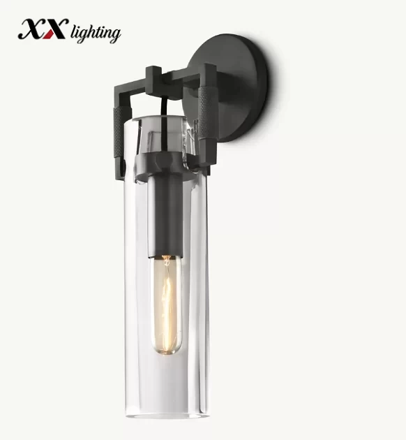 Machinist Glass Cylinder Sconce - 5¼″, Polished Nickel