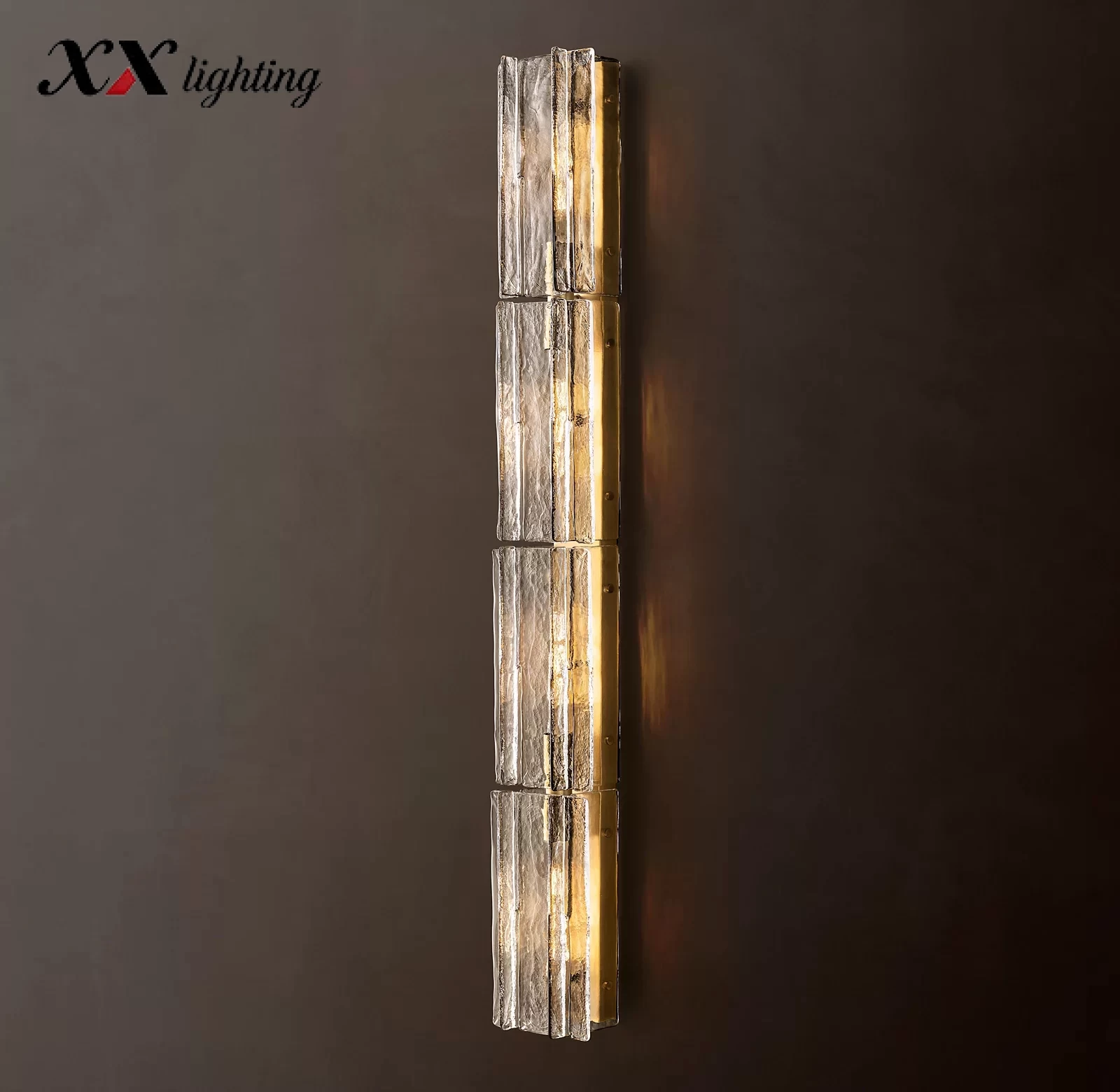 Lattice Clear Glass Grand Sconce 49″ - 49″, Satin Nickel