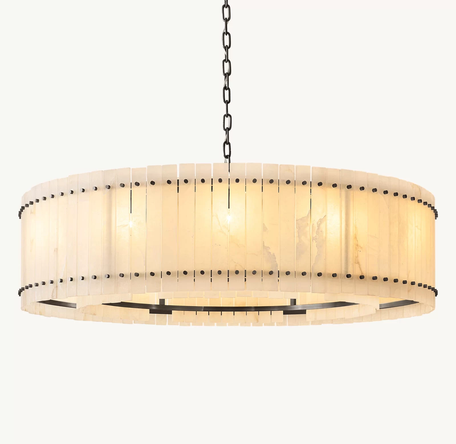 San Marco Alabaster Round Chandelier 22½″ - 60″, Polished Nickel