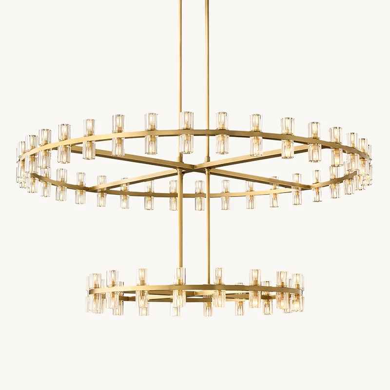 Led Round Two-Tier Chandelier 60″Wide x 22″High - 60″x 22″, Polished Nickel
