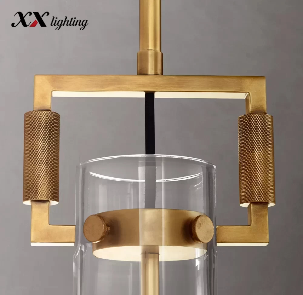 Machinist Glass Cylinder Pendant 12″ - 22″, Polished Nickel