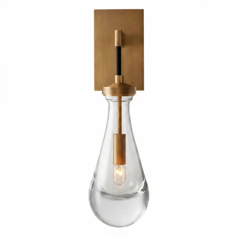 Modern Glass Teardrop Wall Sconce | Luxury Gold Wall Lamp - Satin Nickel