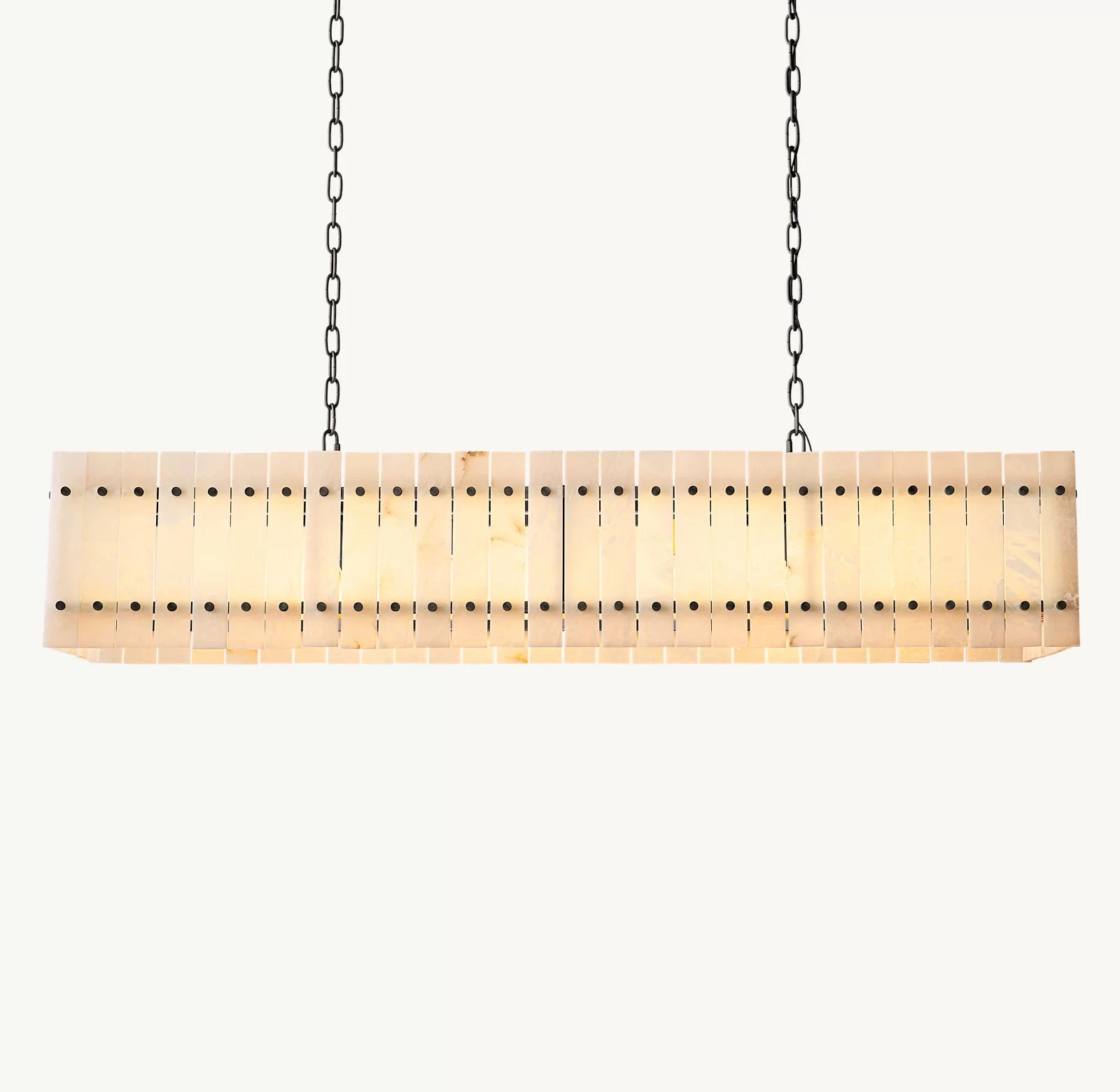 San Marco Alabaster Linear Chandelier 54″ - 54″, Polished Nickel