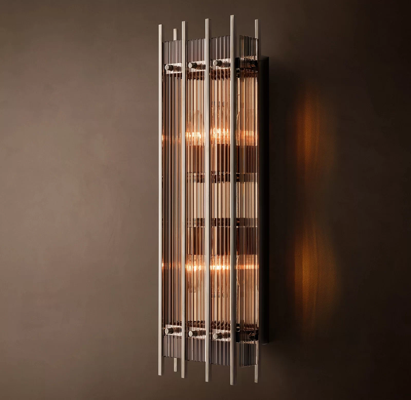 San Marco Glass Grand Round Sconce 12¾″ - 9¼″, Polished Nickel