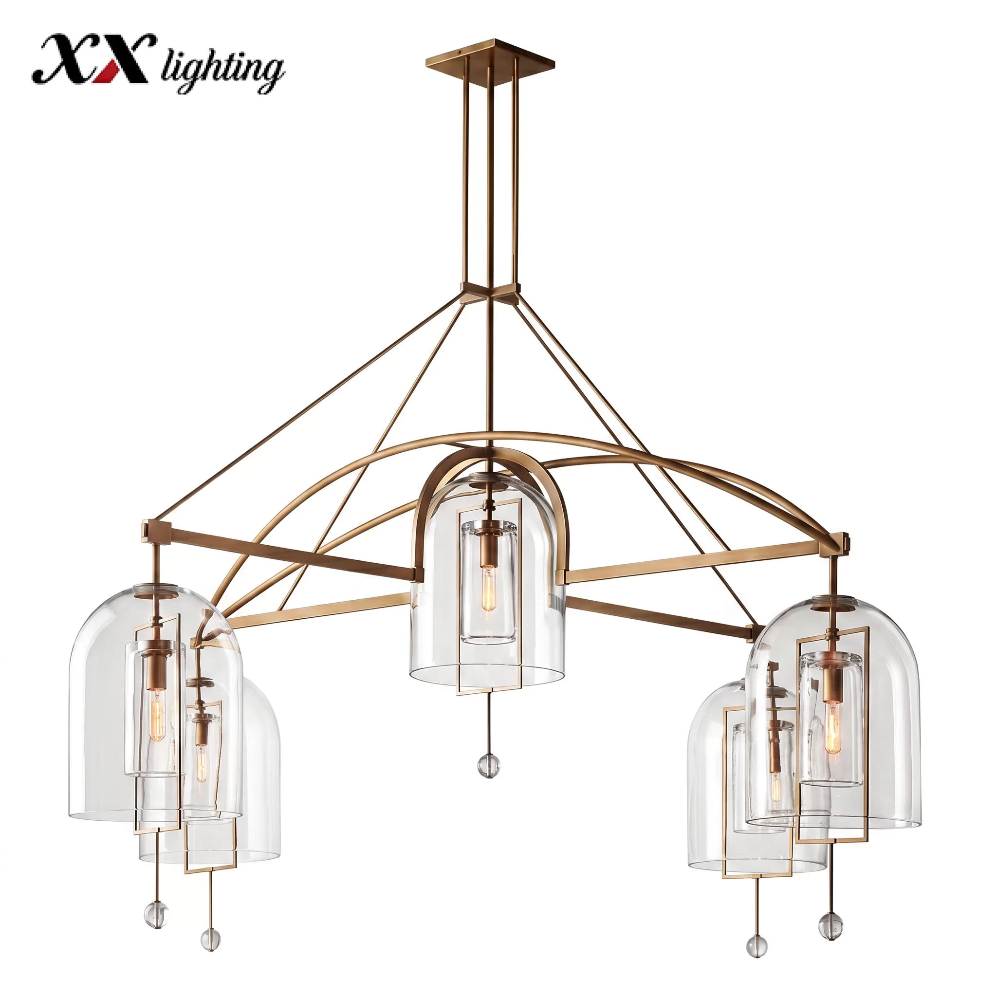 Fulcrum Grand Round Chandelier 61″ - 61″, Satin Nickel