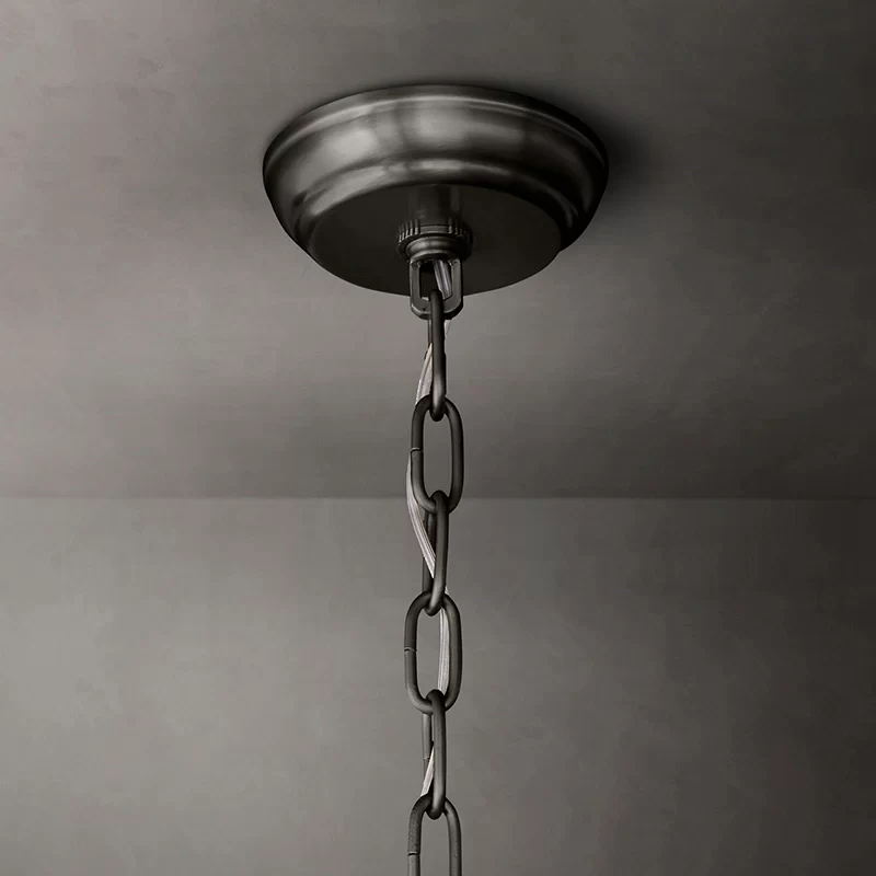 San Marco Glass Round Chandelier 22½″ - 22½″, Polished Nickel