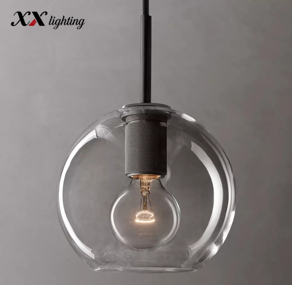 Utility Globe Shade Pendant 8 inch - 8″, Polished Nickel