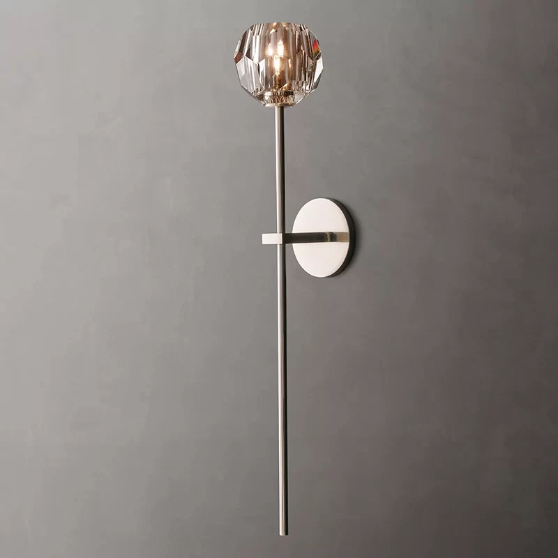 Modern 28" Boule de Cristal Grand Glass Wall Sconce - Polished Nickel