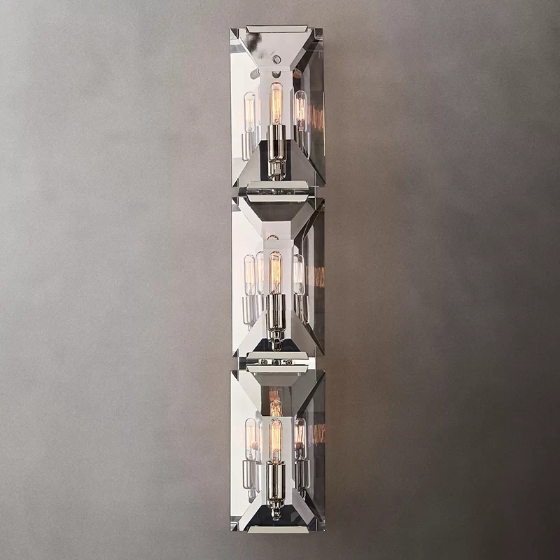 Crystal Triple Sconce - Polished Nickel