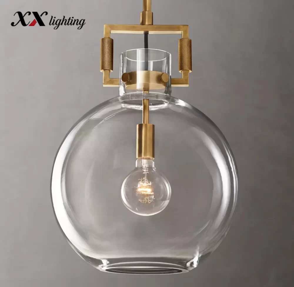 Machinist Glass Globe Pendant 10 inch - 14″, Polished Nickel