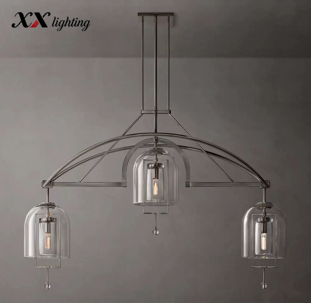 Fulcrum Grand Linear Chandelier 61″ - 61″, Satin Nickel