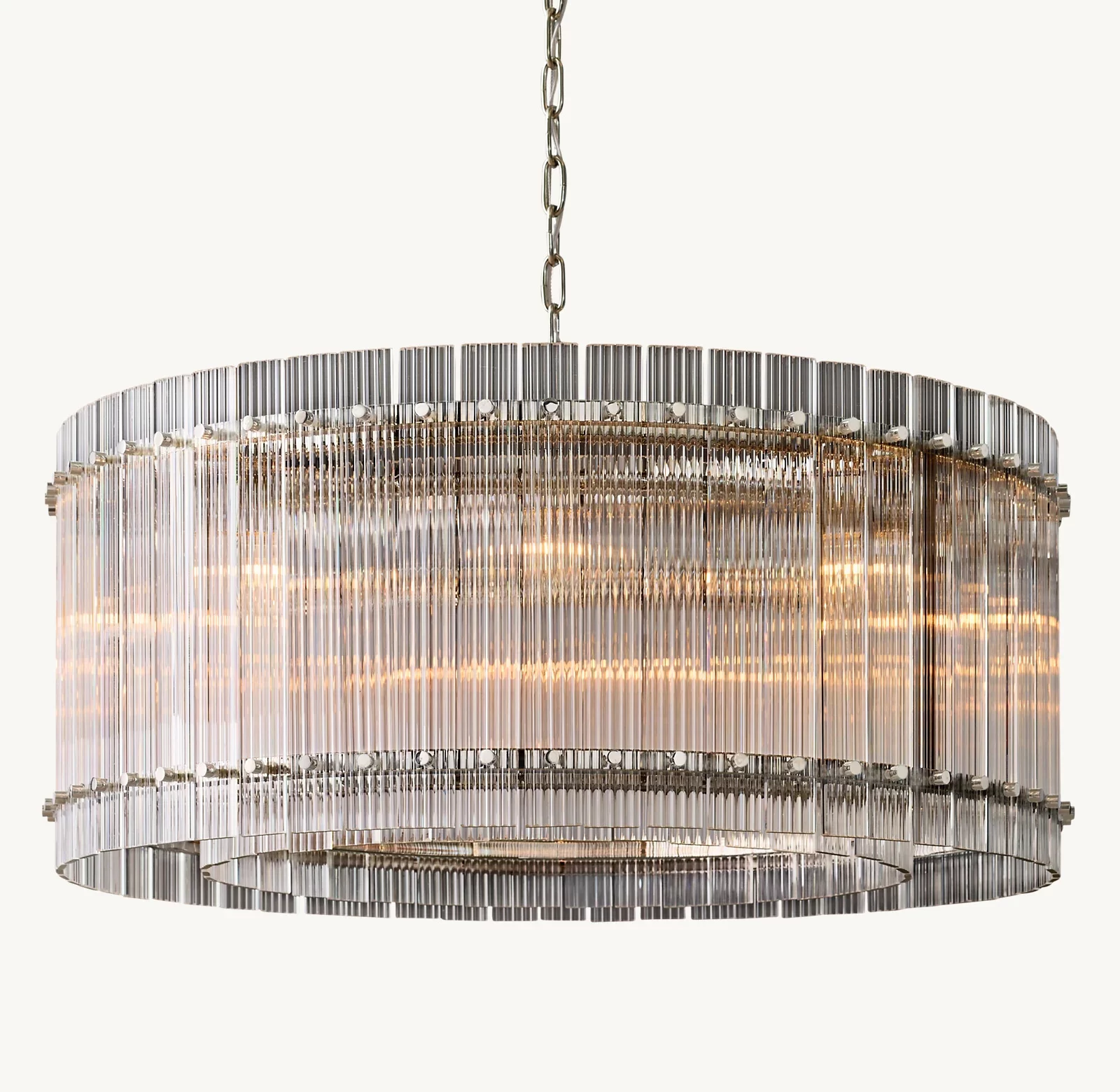 San Marco Glass Round Chandelier 22½″ - 37″, Polished Nickel