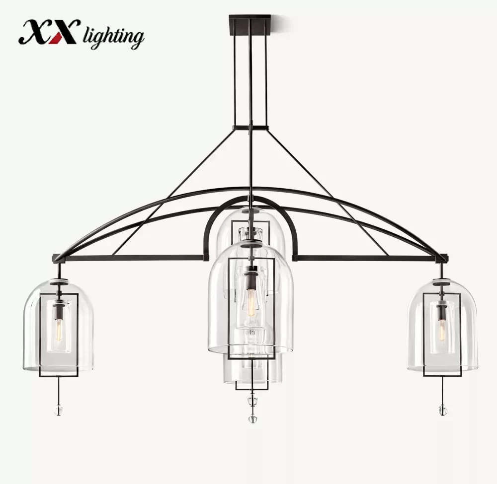 Fulcrum Grand Round Chandelier 61″ - 85″, Satin Nickel