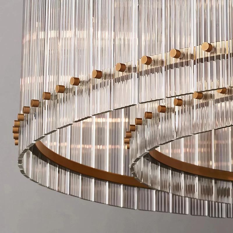 San Marco Glass Round Chandelier 22½″ - 60″, Polished Nickel