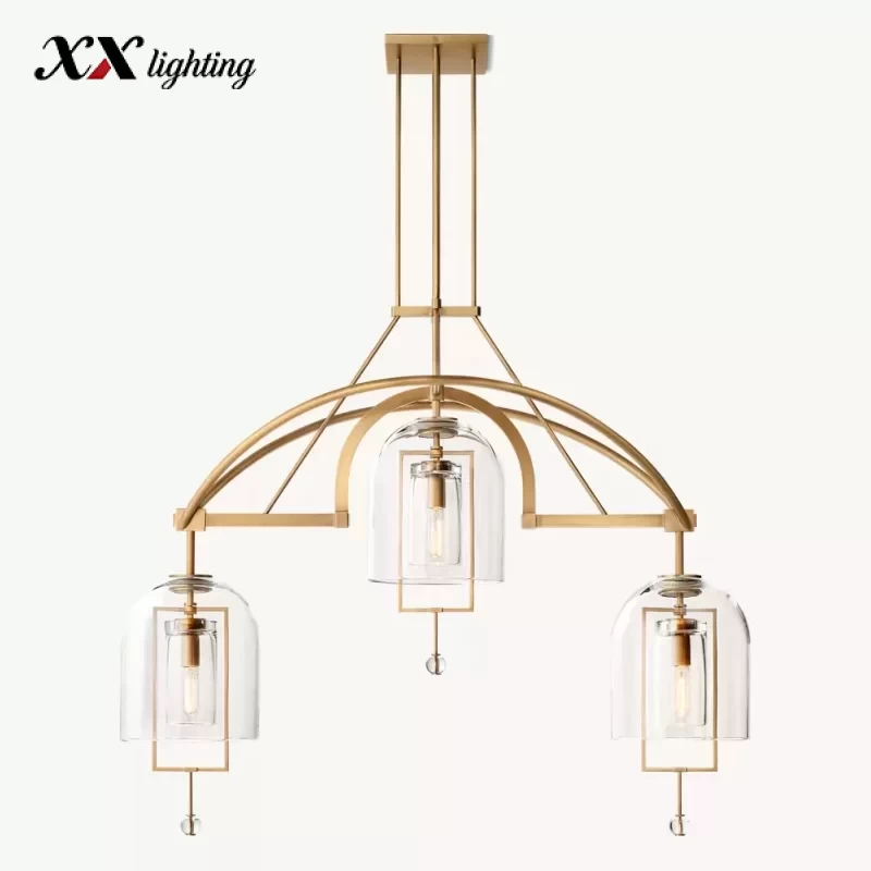 Fulcrum Linear Chandelier 48″ - 48″, Satin Nickel