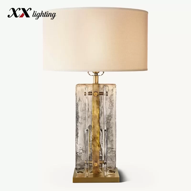 Lattice Clear Glass Table Lamp 7¾″ - 7¾″, Lacquered Burnished Brass