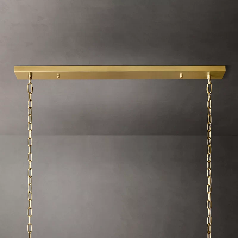 San Marco Glass Rectangular Chandelier 54″ - 72″, Polished Nickel