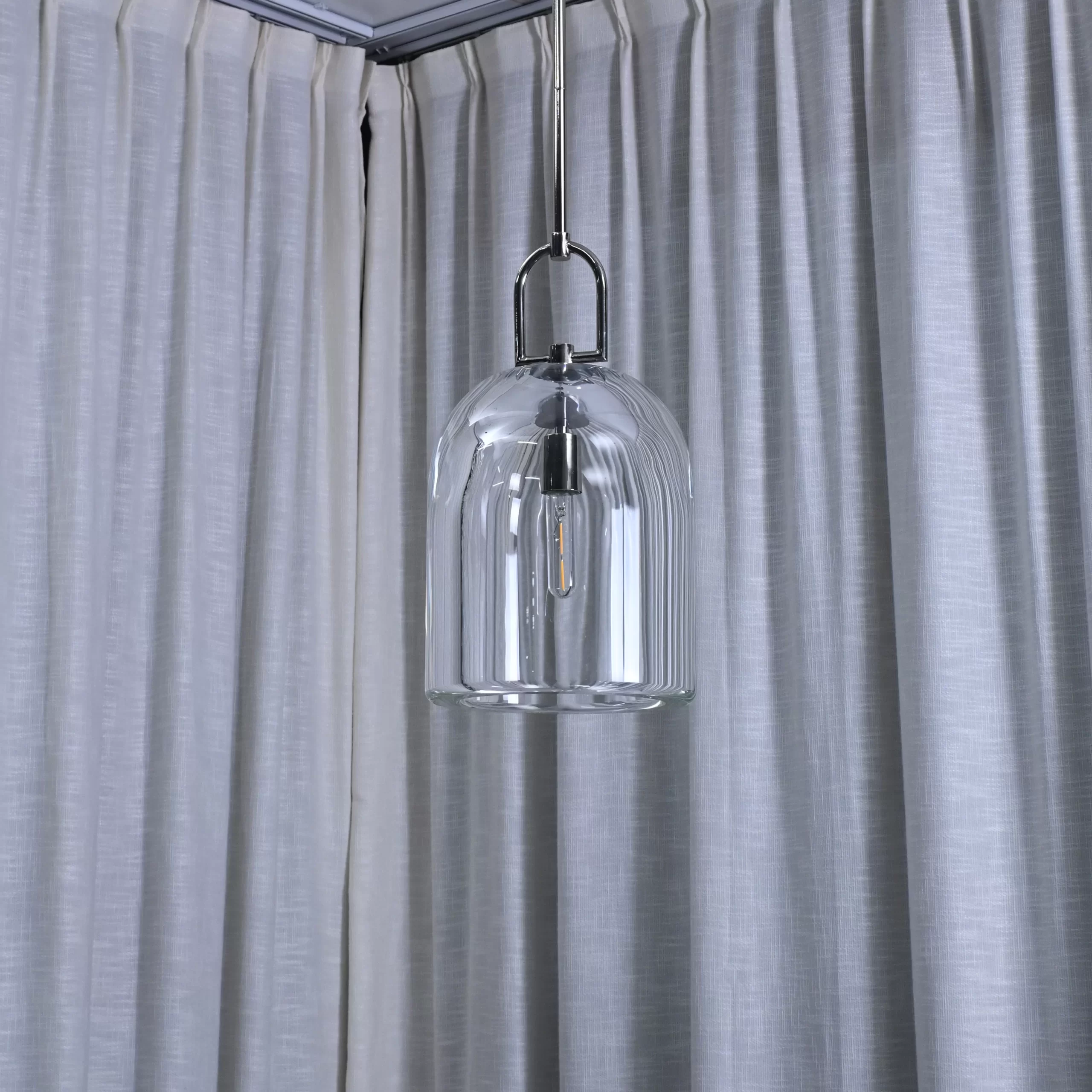 Botanist Cloche Pendant 5″ - 8″, Satin Nickel