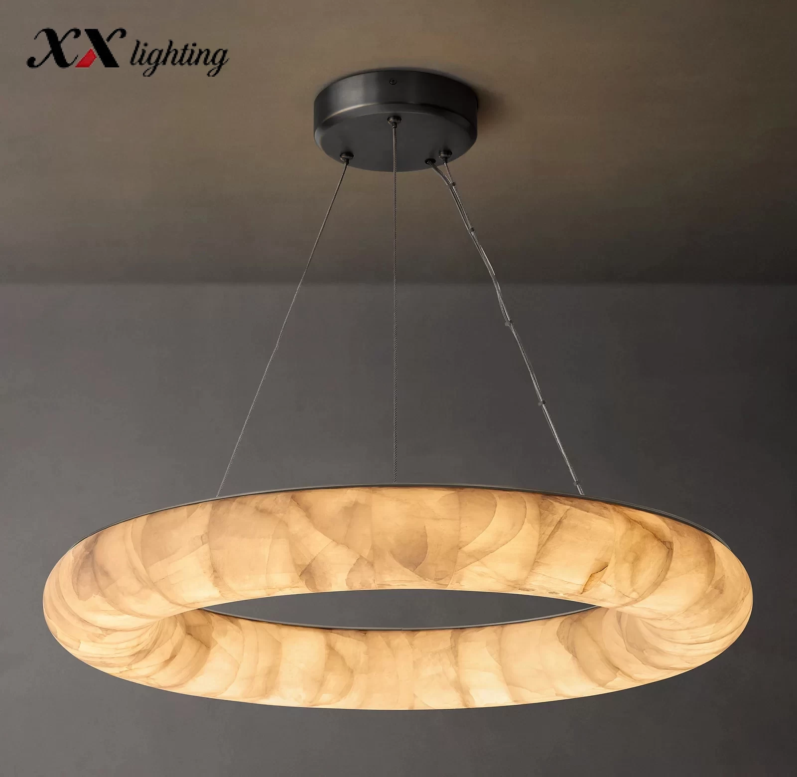 Round Marble Living Room Chandelier 32″ - 32″, Satin Nickel