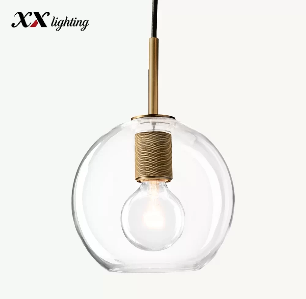 Utility Globe Shade Pendant 8 inch - 14″, Polished Nickel