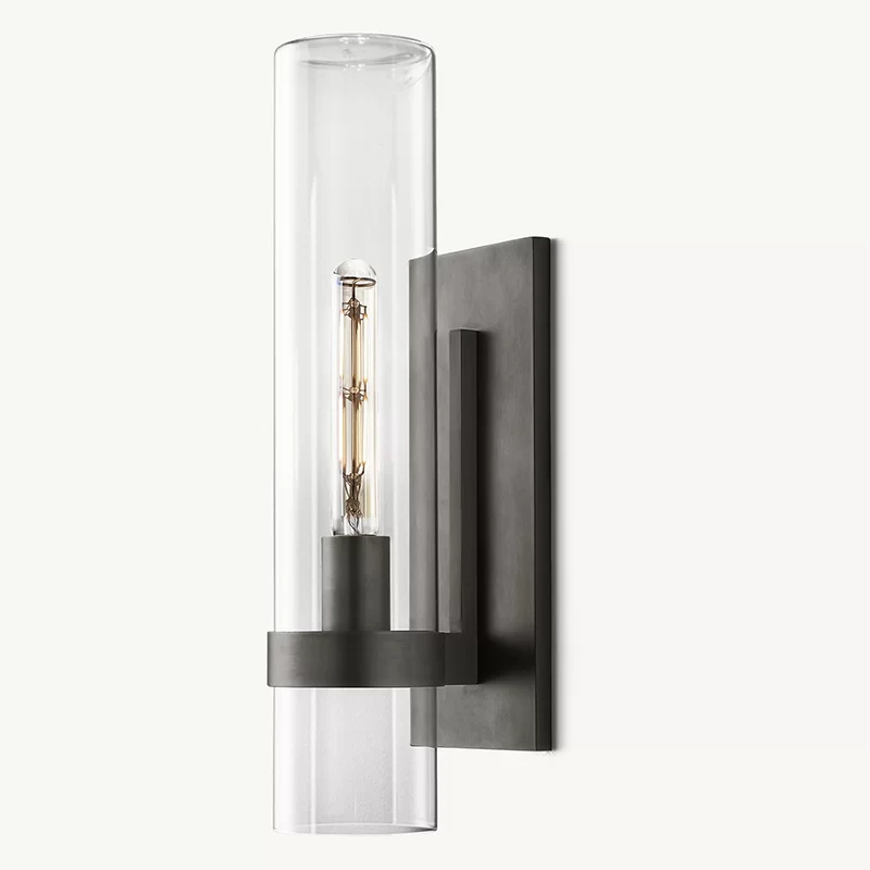 Modern Outdoor Clear Glass Wall Sconce 5" Wide Exterior Fixture - 5″